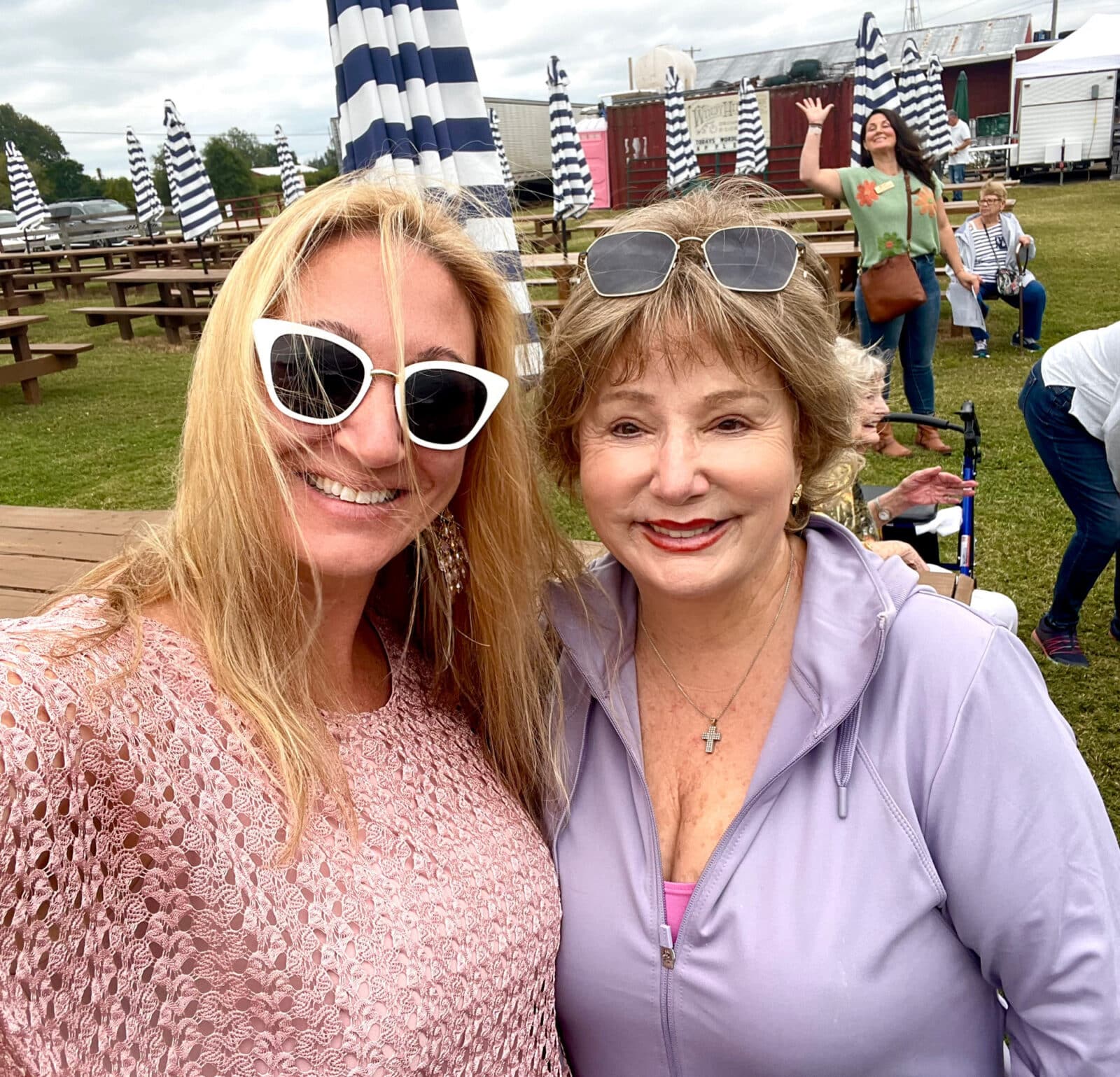 mother and daughter at an apple orchard event